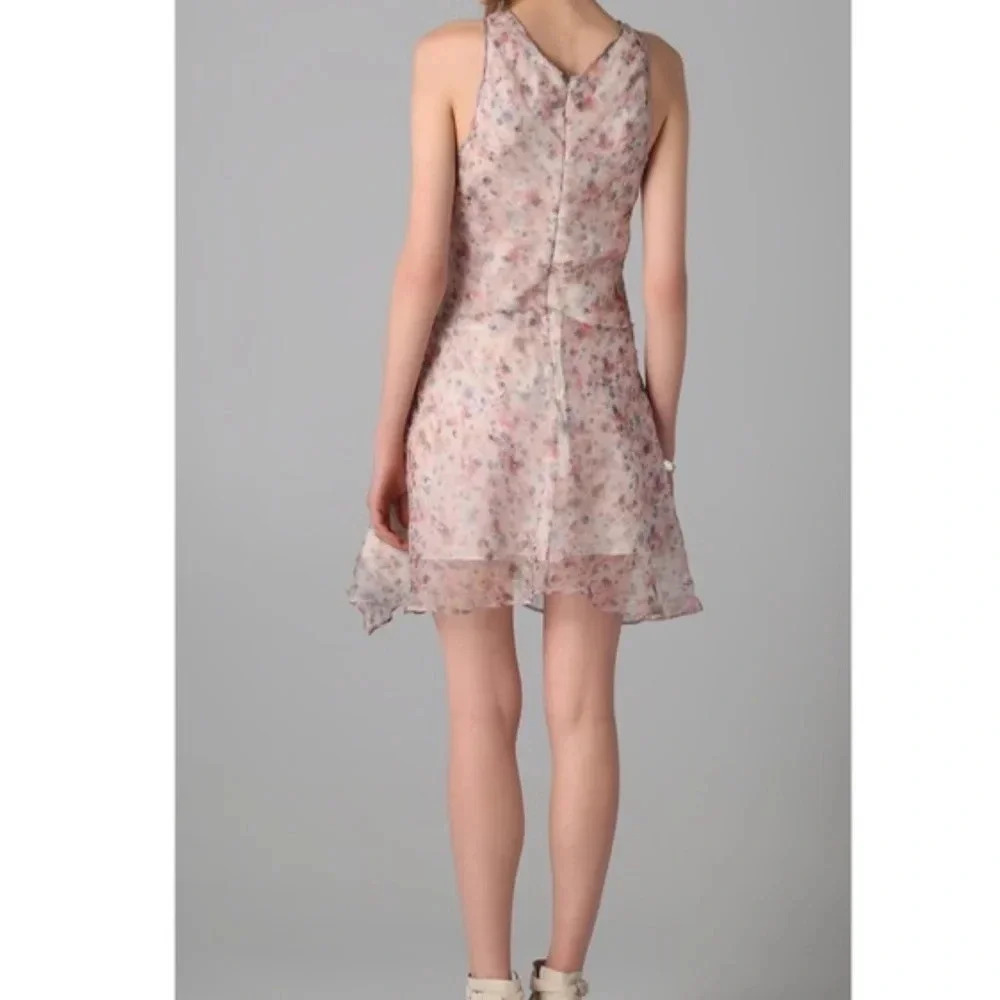 Theyskens' Theory Dora Iviar Dress 100% silk Size 10 Pastel Embellished A-Line - Picture 2 of 6
